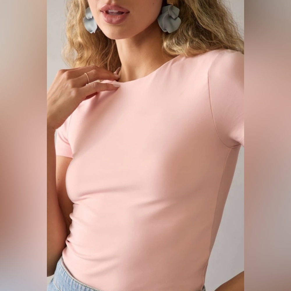 Francesca's Collections Blush Pink Short Sleeve Yummi Top
